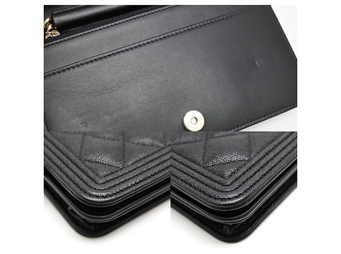 Cartera Boy Chain de Chanel en Cuero de Ternera Texturizado Negro - vista 7