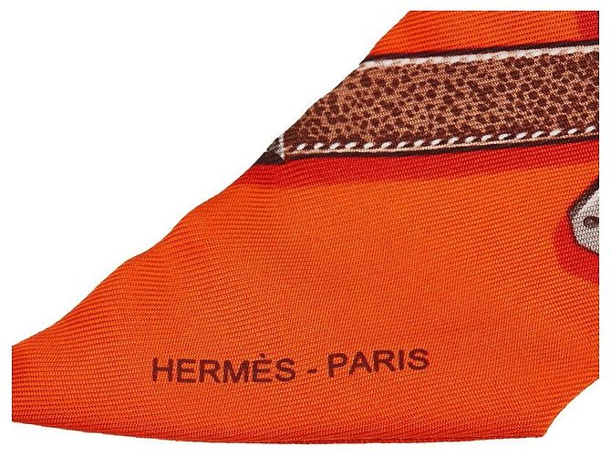 Bufanda de seda TRES KELLY de Hermès Castaño Naranja - vista 2