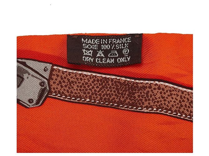 Bufanda de seda TRES KELLY de Hermès Castaño Naranja - vista 4