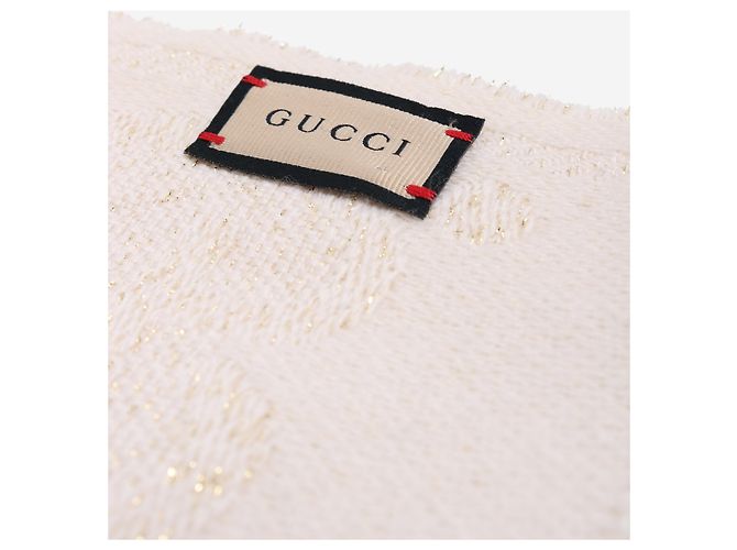 Gucci Glitzernder Monogramm-Schal in Creme Roh - Ansicht 6