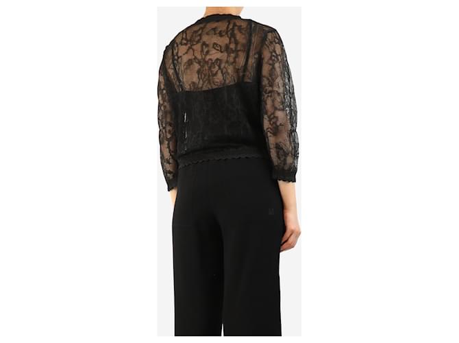 Simone Rocha Schwarze transparente Spitzenstrickjacke - Größe L - Ansicht 2