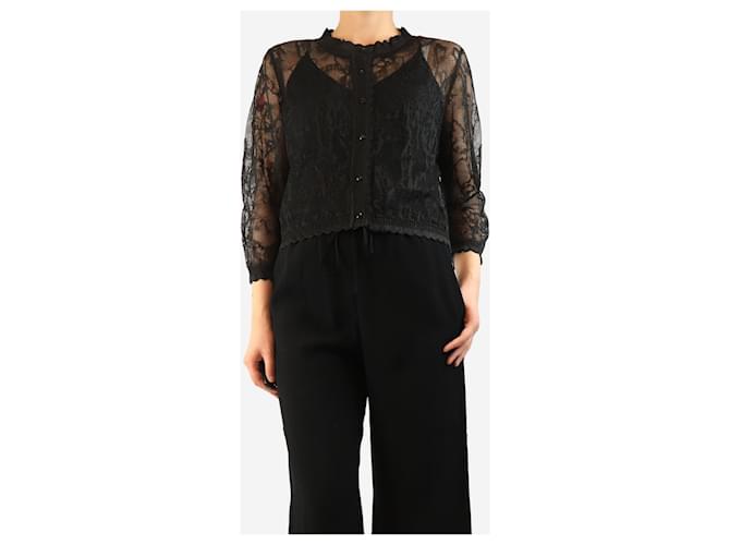 Simone Rocha Schwarze transparente Spitzenstrickjacke - Größe L - Ansicht 3