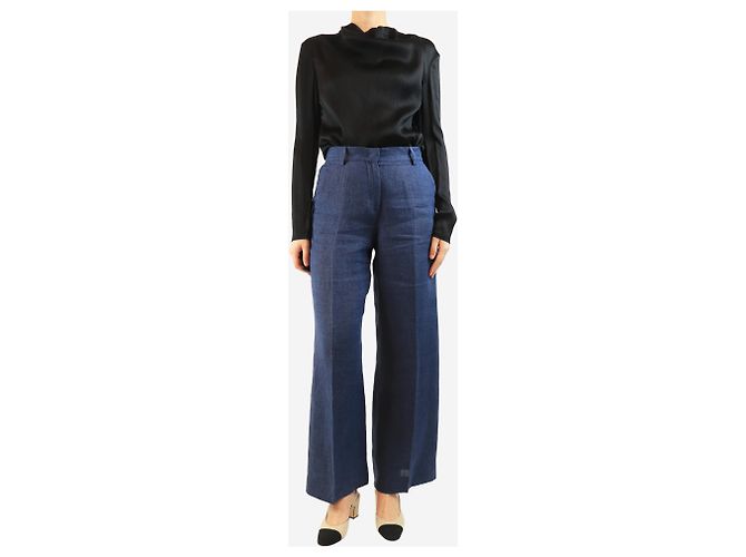 Weekend Max Mara Blaue Leinenhose - Größe UK 8 - Ansicht 2