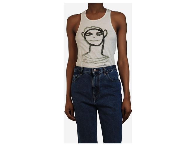 Marni Camiseta sin mangas blanca con estampado - talla UK 8 Blanco - vista 3