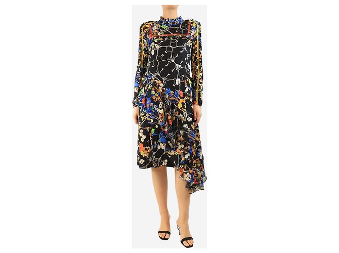 Preen By Thornton Bregazzi Schwarzes bedrucktes Midikleid - Größe S - Ansicht 3