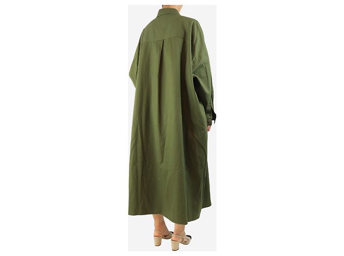 Autre Marque Oversized Hemdblusenkleid in Olivgrün - Einheitsgröße - Ansicht 2