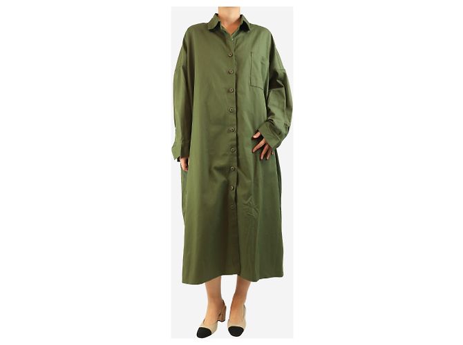 Autre Marque Oversized Hemdblusenkleid in Olivgrün - Einheitsgröße - Ansicht 3