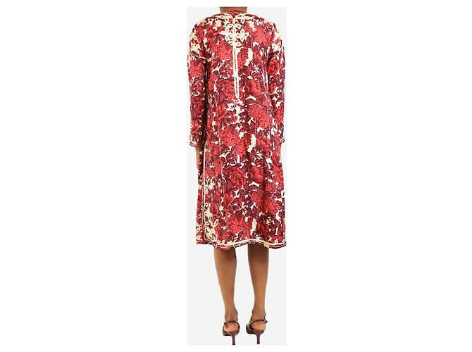 Paul Smith Bordeaux-seidenbesticktes Midikleid - Größe UK 6 - Ansicht 2