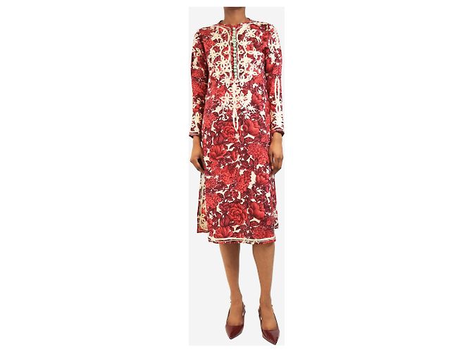 Paul Smith Bordeaux-seidenbesticktes Midikleid - Größe UK 6 - Ansicht 3