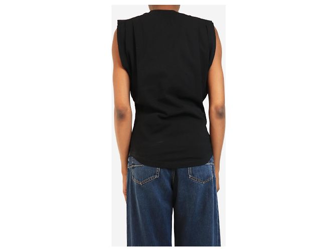 Isabel Marant Schwarzes ärmelloses gerafftes T-Shirt - Größe XS - Ansicht 2