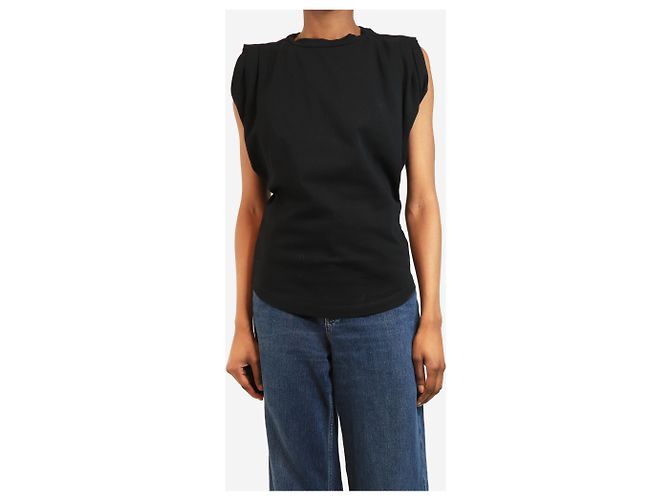 Isabel Marant Schwarzes ärmelloses gerafftes T-Shirt - Größe XS - Ansicht 3