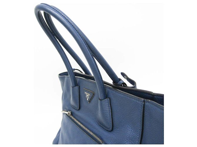 Borsa in pelle Prada VITELLO PHENIX per donne, borsa a spalla blu - vista 10