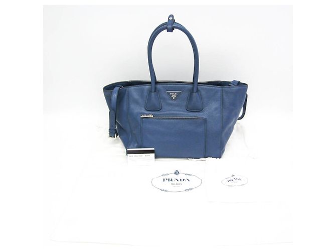 Borsa in pelle Prada VITELLO PHENIX per donne, borsa a spalla blu - vista 20
