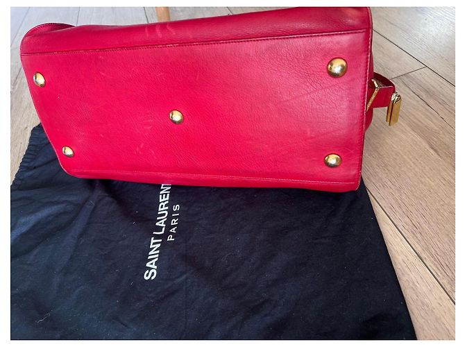 Borsa Tote in Pelle Rossa Saint Laurent Sac de Jour Rosso - vista 12