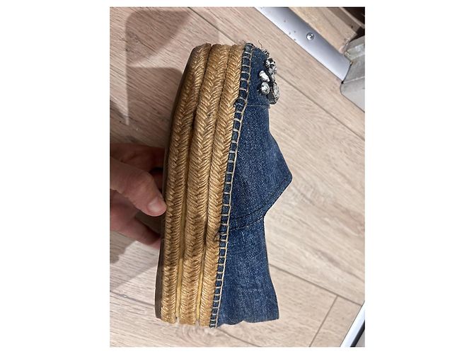 Espadrillas Miu Miu in denim decorate con cristalli Blu - vista 11
