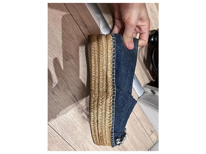 Espadrillas Miu Miu in denim decorate con cristalli Blu - vista 7