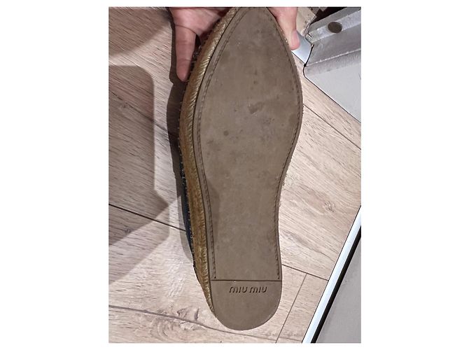 Espadrillas Miu Miu in denim decorate con cristalli Blu - vista 9