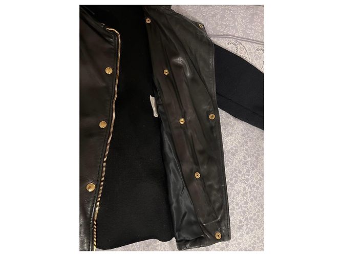 Gucci Lederjacke Schwarz mit Wollärmeln - Ansicht 11