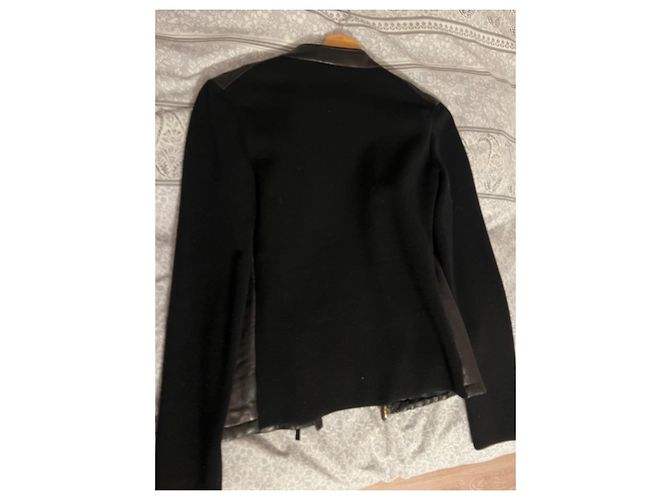 Gucci Lederjacke Schwarz mit Wollärmeln - Ansicht 13