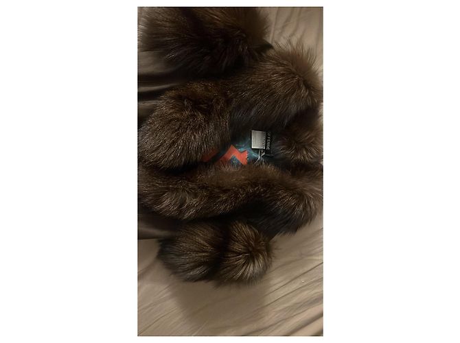Autre Marque Braune Lederjacke mit Pelzkragen - Ansicht 6
