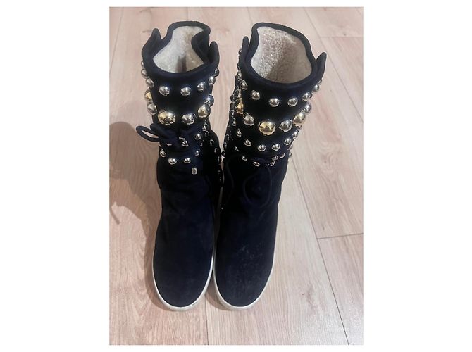 Stivali Dior in suede nero con borchie - vista 11