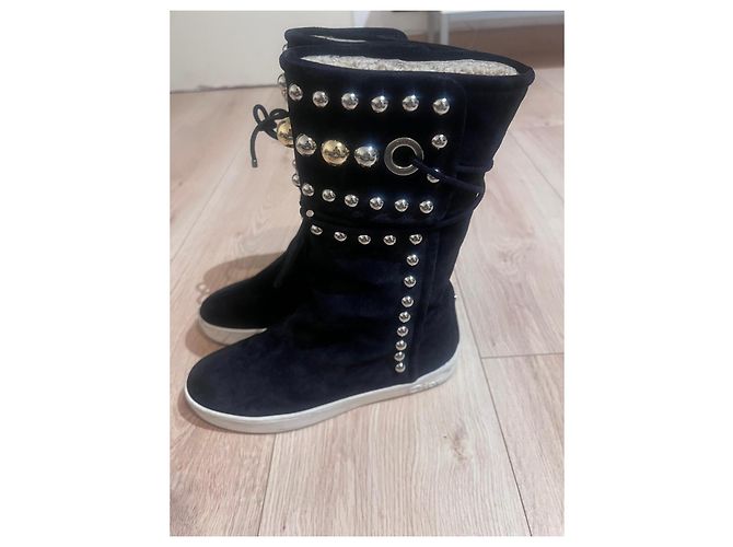 Stivali Dior in suede nero con borchie - vista 4