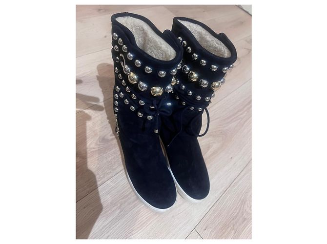 Stivali Dior in suede nero con borchie - vista 5