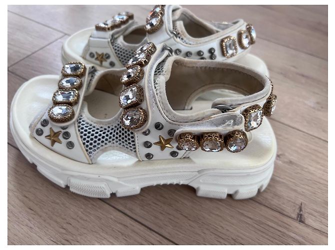 Sandali bianchi Gucci decorati con cristalli Bianco - vista 4