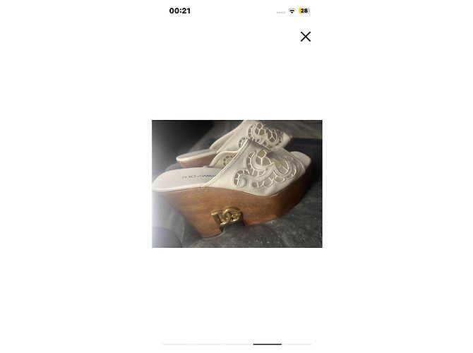 Sandali con zeppa Dolce & Gabbana in pelle bianca e legno Marrone Bianco - vista 3