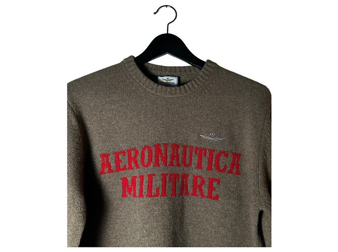 Autre Marque AERONAUTICA MILITARE Pullover Braun Wolle und Polyamid L Mehrfarben - Ansicht 2