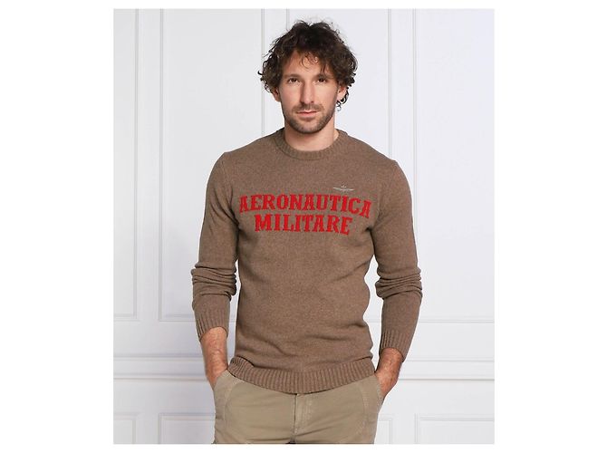 Autre Marque AERONAUTICA MILITARE Pullover Braun Wolle und Polyamid L Mehrfarben - Ansicht 6