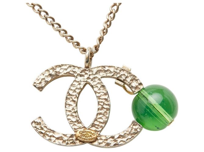 Chanel Coco Mark Farbstein-Halskette Silber Grün - Ansicht 3