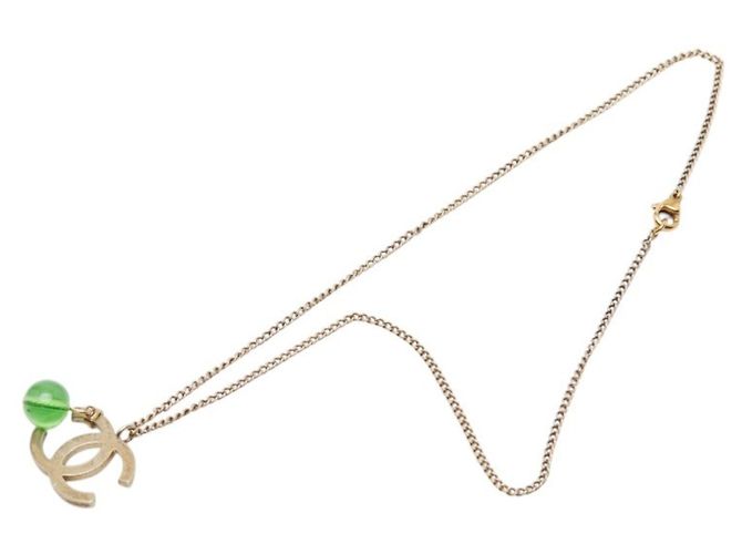 Chanel Coco Mark Farbstein-Halskette Silber Grün - Ansicht 4