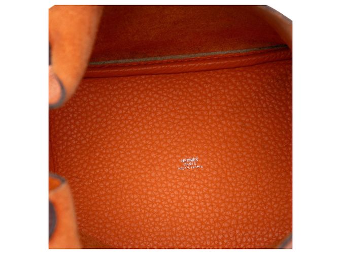 Hermès Picotin 18 Bicolor Orange aus Clemence Dunkelbraun - Ansicht 4