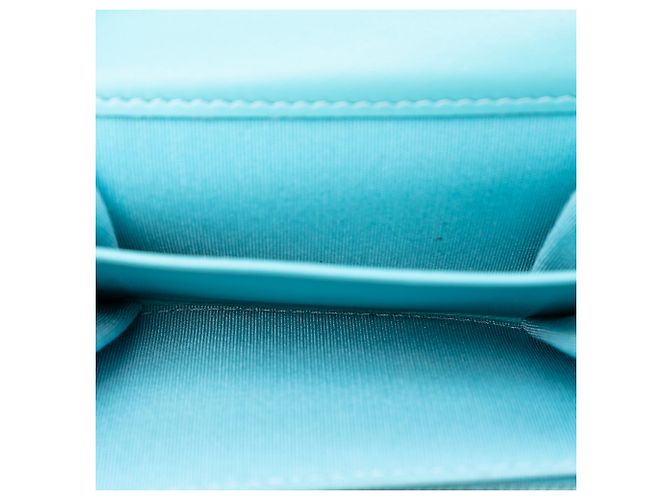 Chanel Blau gestepptes Denim 19 Kartenhalter mit Kette Hellblau - Ansicht 4