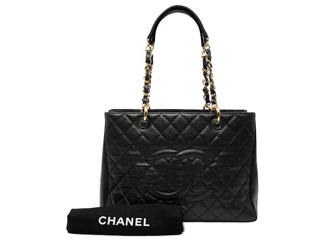 Chanel Große Einkaufstasche aus schwarzem Kaviar - Ansicht 8