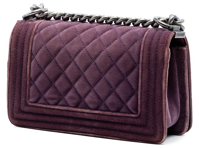 Chanel Purple Small Quilted Velvet Boy Flap - view 2