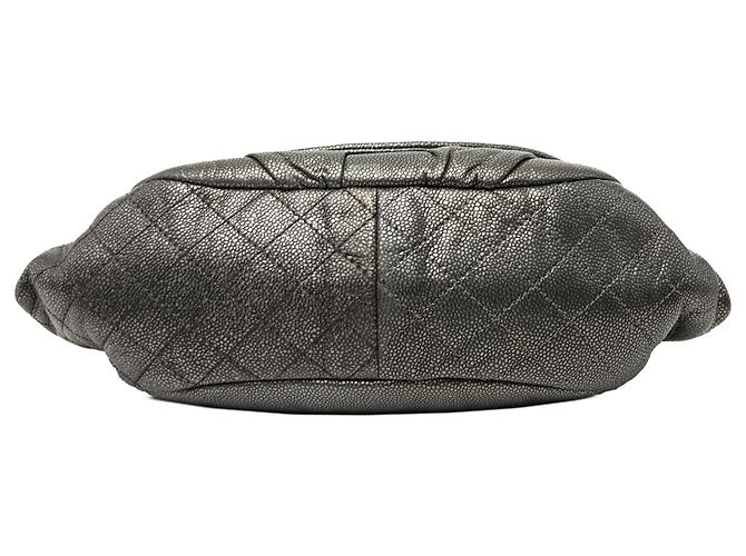 Chanel Gray Large Metallic Caviar Half Moon Flap Brown Dark grey - view 3