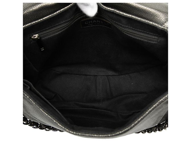 Chanel Gray Large Metallic Caviar Half Moon Flap Brown Dark grey - view 4