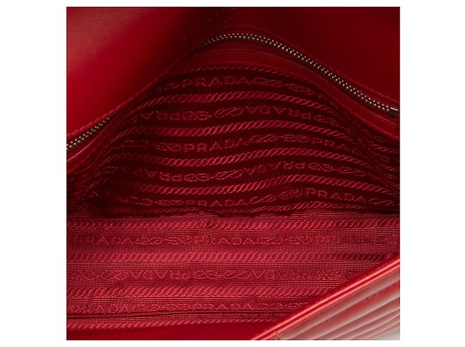 Diagramme Bolso Diagrama de Cuero Suave Rojo Mediano Impunture de Prada - vista 4
