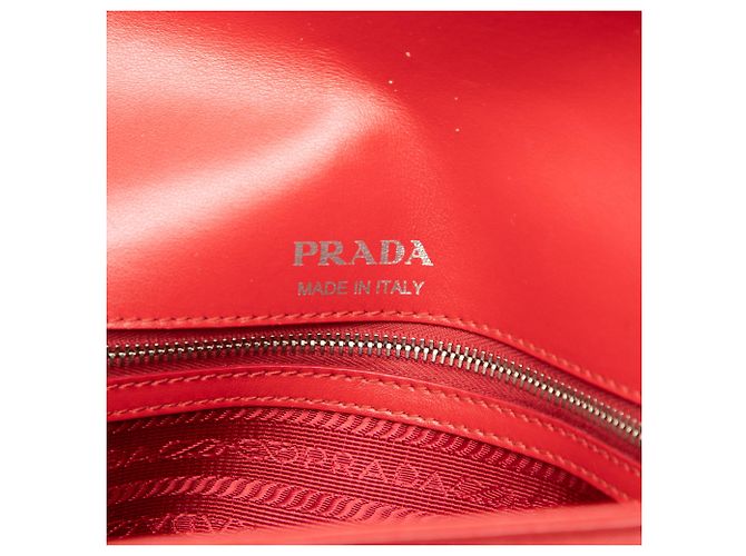 Diagramme Bolso Diagrama de Cuero Suave Rojo Mediano Impunture de Prada - vista 5