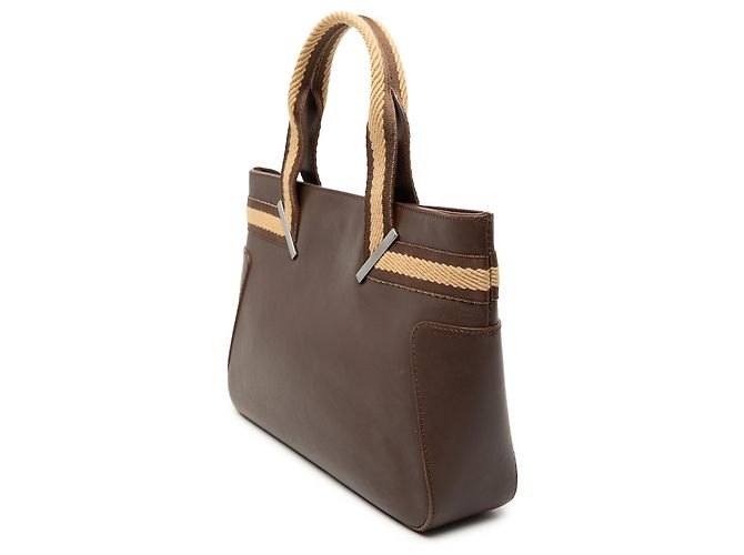 Borsa a mano in pelle marrone Gucci con nastro Web Marrone scuro - vista 2