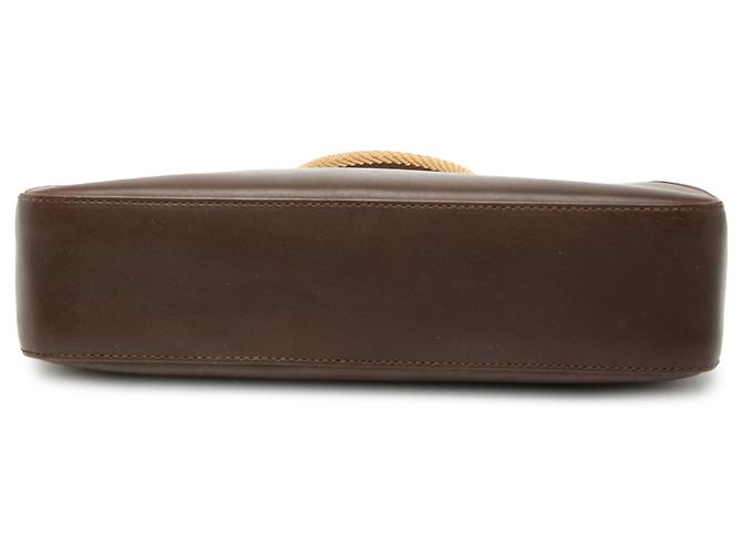 Borsa a mano in pelle marrone Gucci con nastro Web Marrone scuro - vista 3