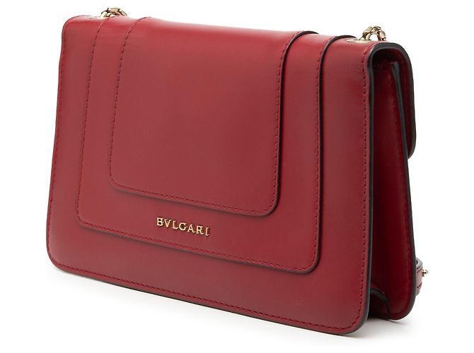 Bulgari Bvlgari Borsa in Pelle Rossa Serpenti Forever a Spalla Rosso Bordò - vista 2