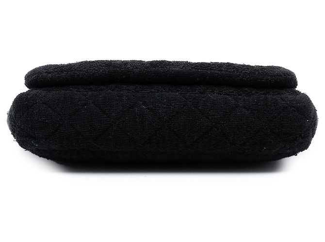 Chanel Preto CC Matelassé em Tecido de Toalha - vista 3