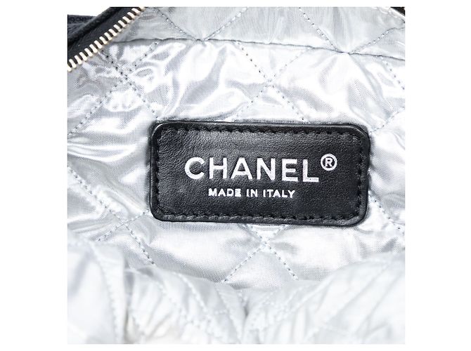 Chanel Preto CC Matelassé em Tecido de Toalha - vista 6