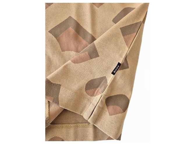 Autre Marque Abstract Pattern Boss Polo Brown Beige - view 3