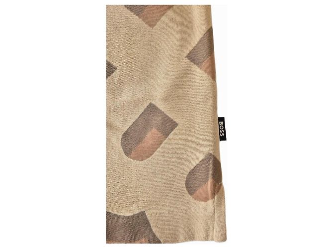 Autre Marque Abstract Pattern Boss Polo Brown Beige - view 4