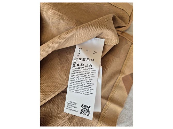 Autre Marque Abstract Pattern Boss Polo Brown Beige - view 6