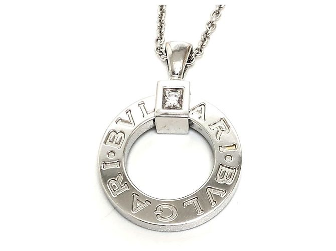 Bulgari Collana con Logo Circolare in Oro Bianco 18K Bvlgari Argento - vista 4